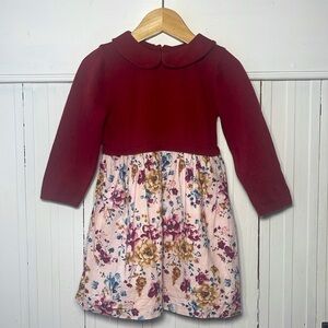 TU EUC 100% Cotton Peter Pan Collar Floral Print Long Sleeve Dress